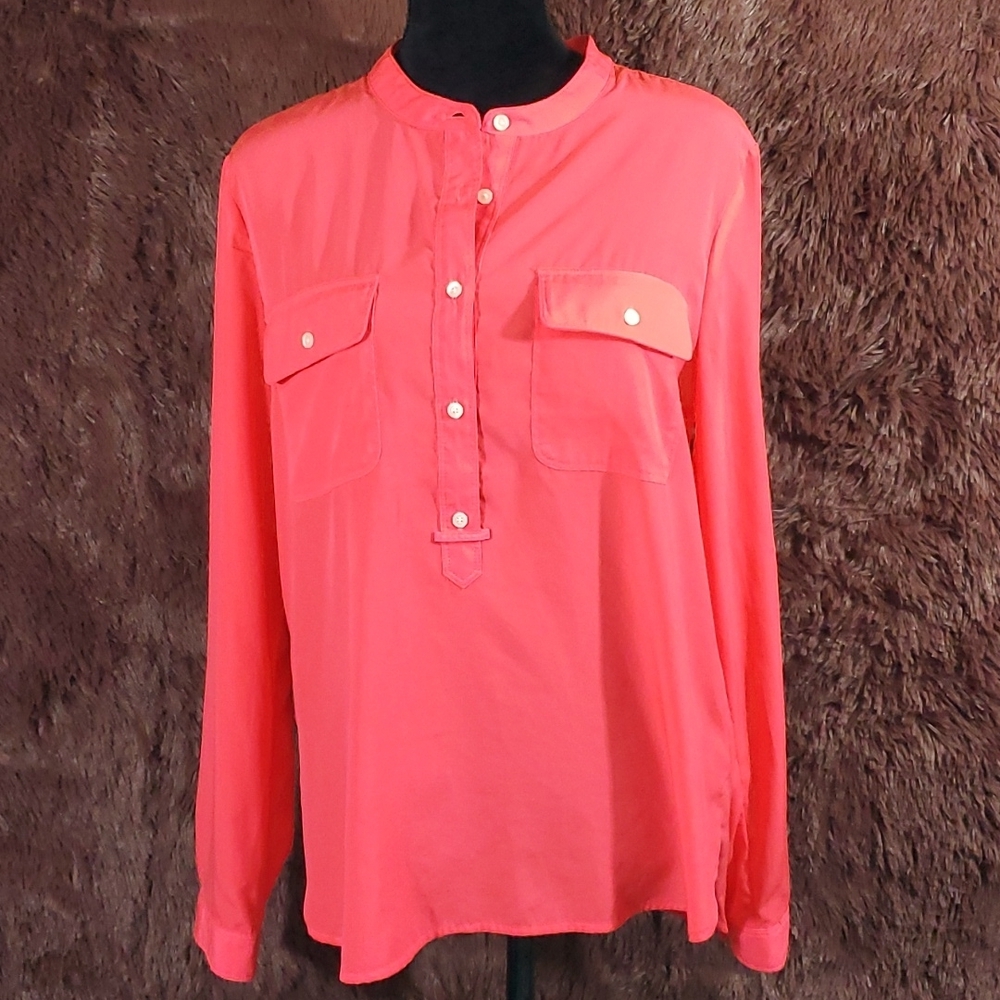 Gap Neon Pink Long Sleeve Blouse